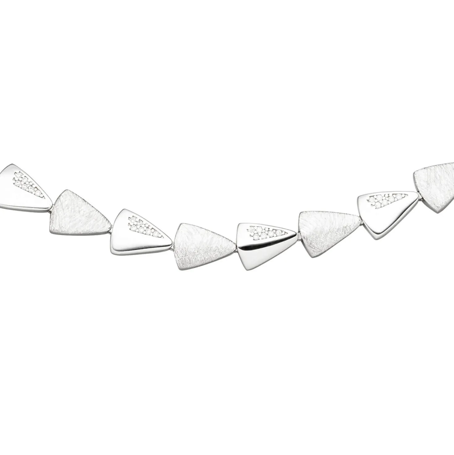 7,9mm Collier Halskette 925 Silber teilmatt mit 120 Zirkonia 45cm Halsschmuck