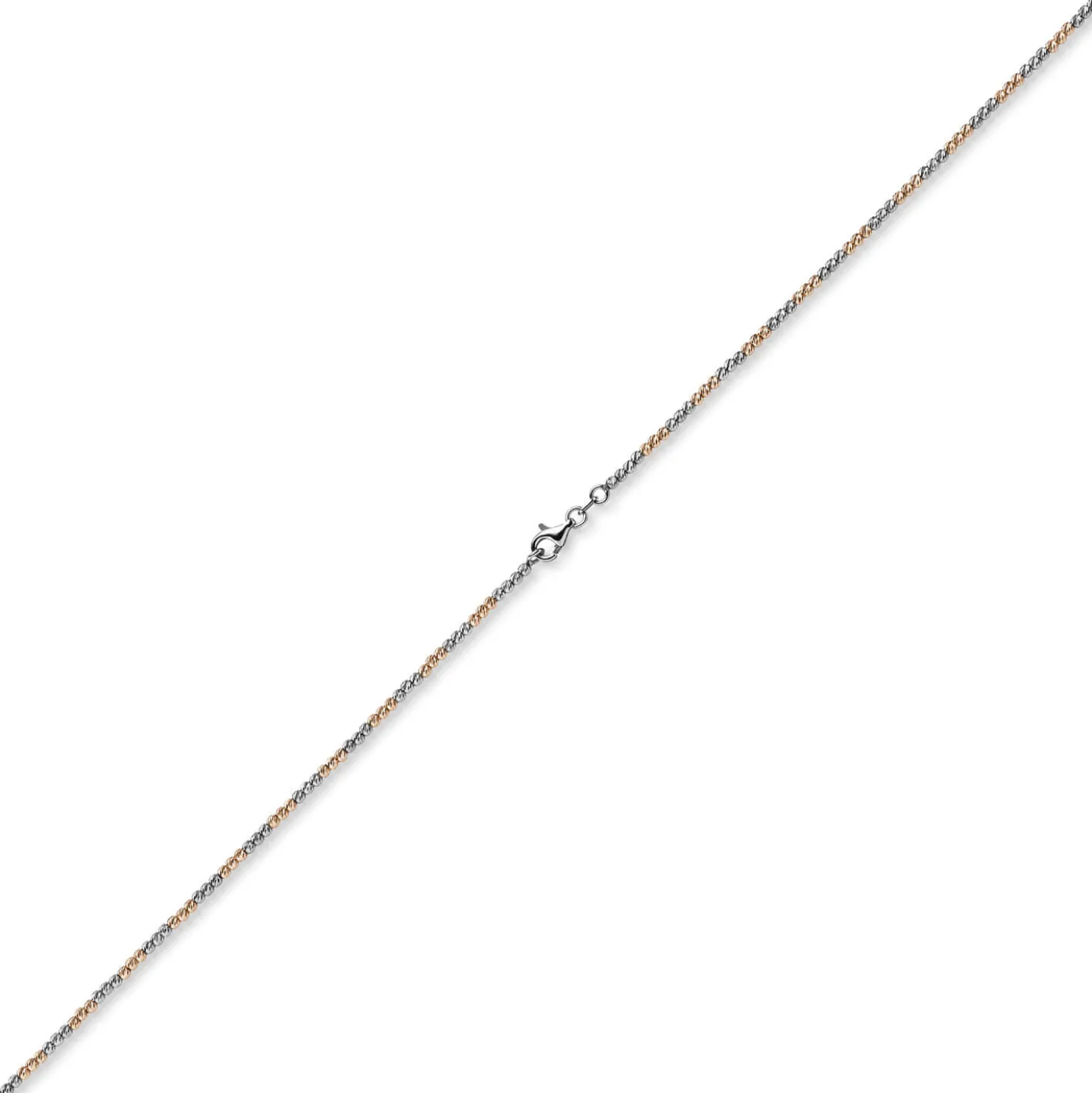 1,8mm Collier Kugelkette aus 585 Gold Weißgold Rotgold bicolor Halsschmuck, 50cm