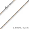 1,8mm Collier Kugelkette aus 750 Gold Weißgold Rotgold bicolor Halsschmuck, 42cm