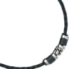 9mm Collier Leder mit Edelstahl kombiniert, geschwärzt, Unisex, 45cm