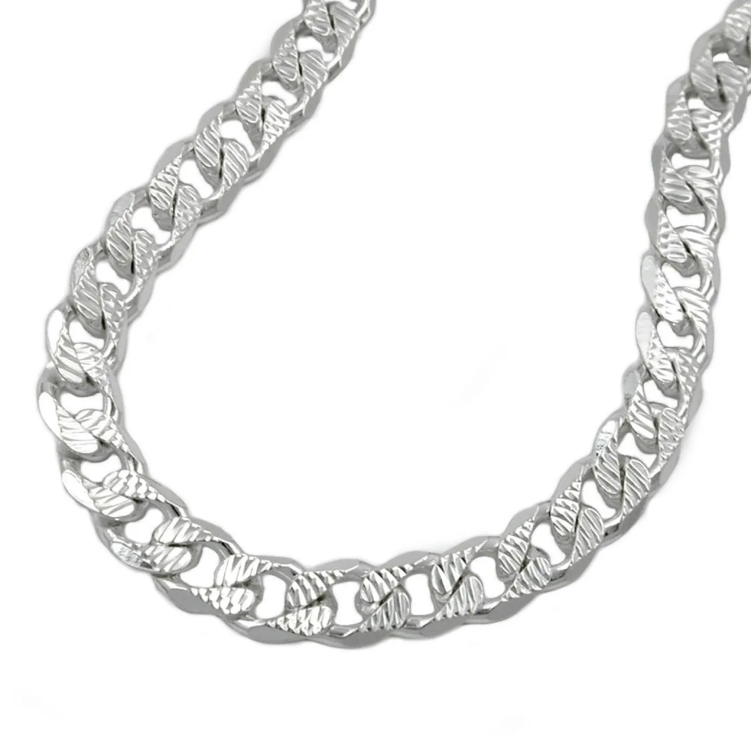 5,6mm Collier Panzerkette Halskette, flach, Muster, 925 Silber, 50cm