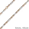 5mm Collier Phantasiekette aus 585 Gold Weißgold Rotgold Halsschmuck, 45cm