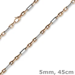 5mm Collier Phantasiekette aus 585 Gold Weißgold Rotgold Halsschmuck, 45cm