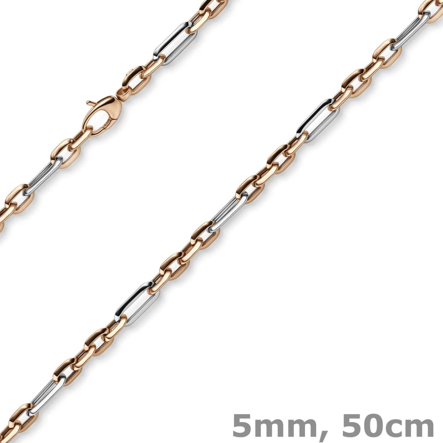 5mm Collier Phantasiekette aus 585 Gold Weißgold Rotgold Halsschmuck, 50cm