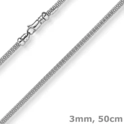 3mm Collier runde Himbeer-Kette aus 585 Gold Weißgold Halsschmuck Halskette 50cm