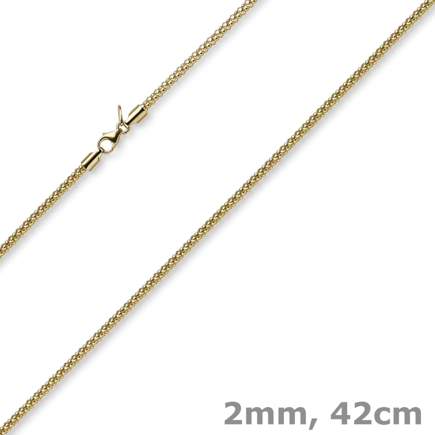 2mm Collier runde Himbeer-Kette aus 585 Gold Gelbgold Halsschmuck Halskette 42cm
