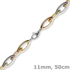 11mm Collier Spitzanker Kette Phantasiekette 585 Gold gelb/weiß/rot, 50cm