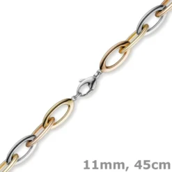 11mm Collier Spitzanker Kette Phantasiekette 585 Gold gelb/weiß/rot, 45cm