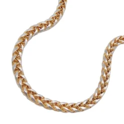 2,4mm Collier Zopfkette Kette Halsschmuck 585 Gelbgold teilrhodiniert 45cm