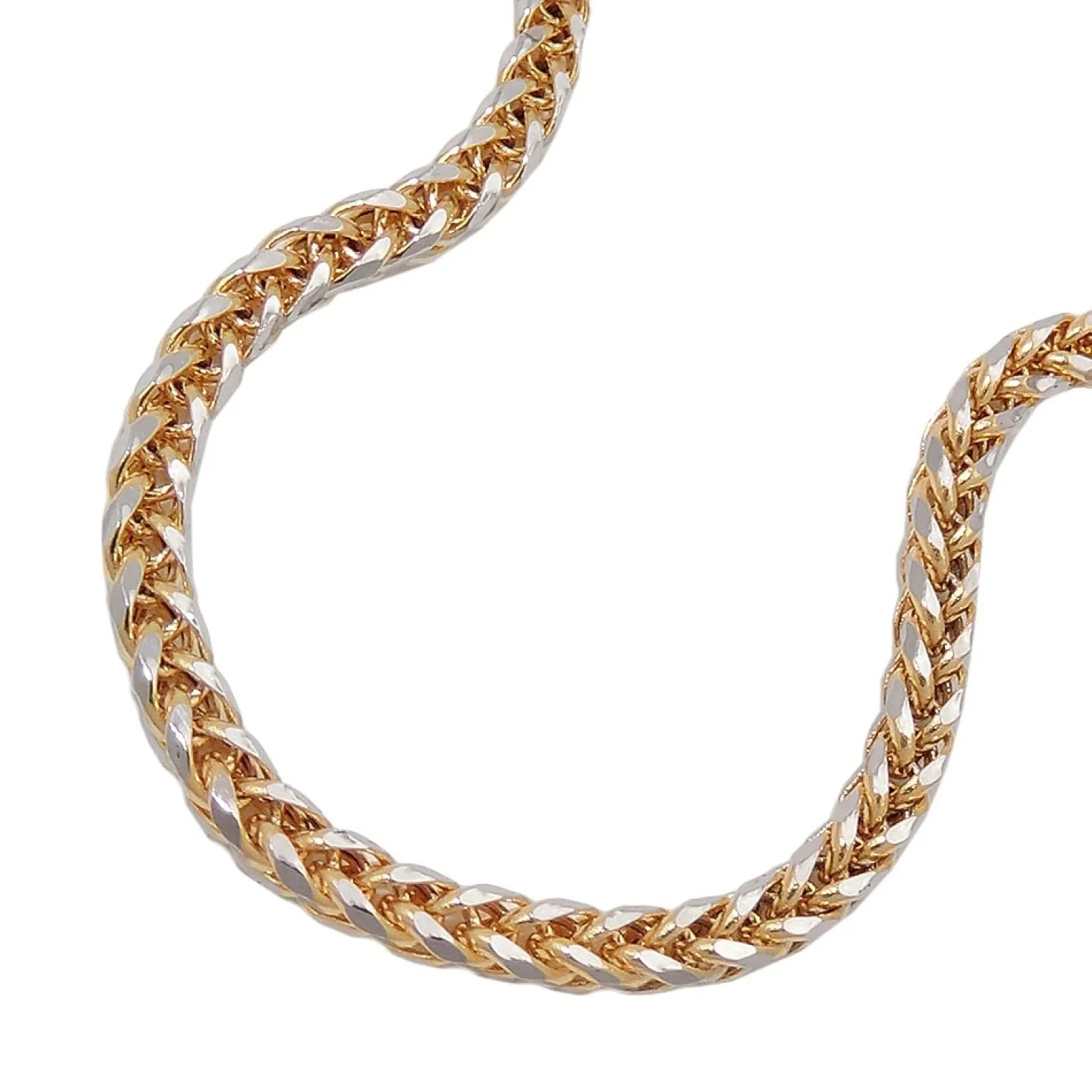 2,4mm Collier Zopfkette Kette Halsschmuck 585 Gelbgold teilrhodiniert 45cm