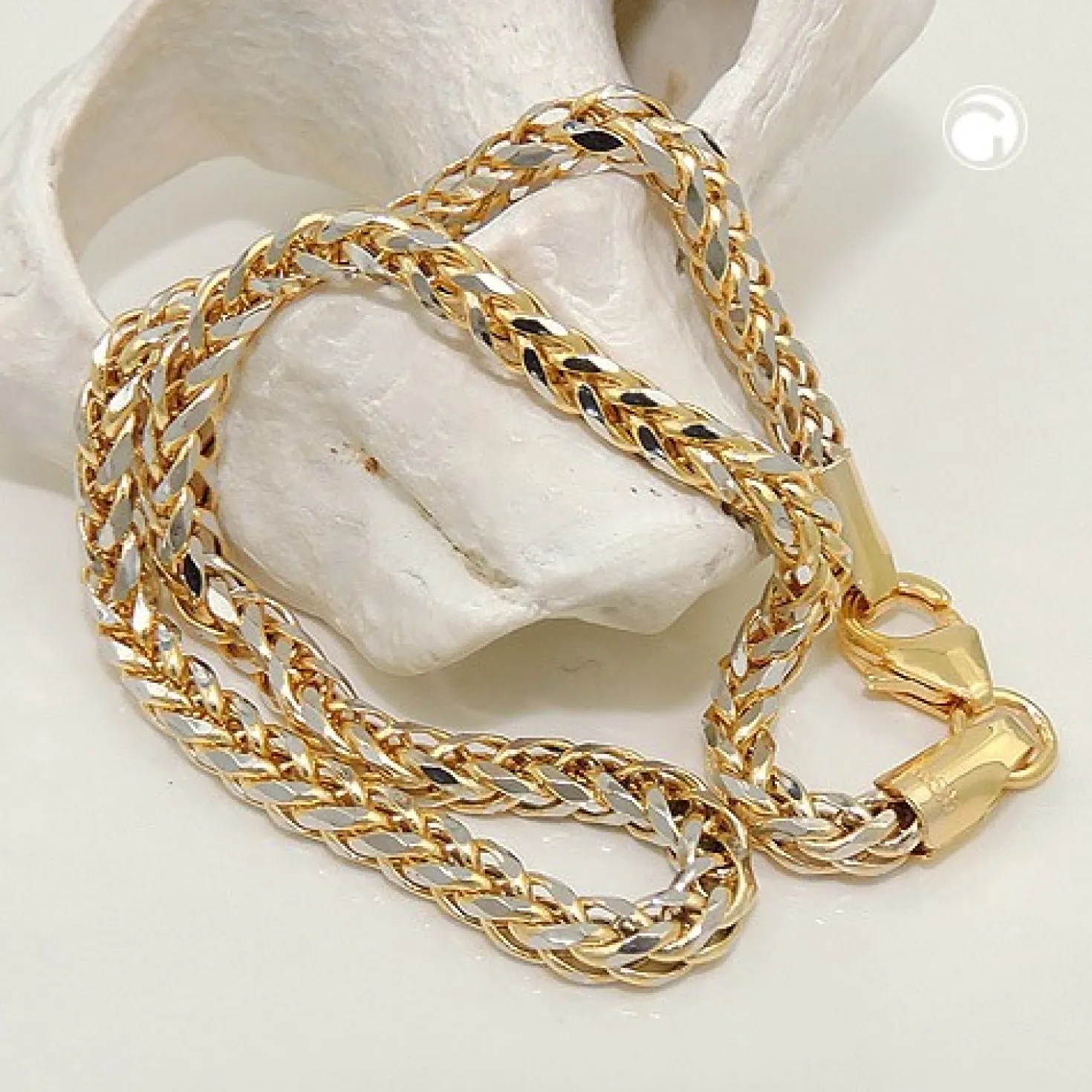 2,4mm Collier Zopfkette Kette Halsschmuck 585 Gelbgold teilrhodiniert 45cm