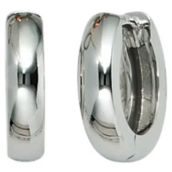 11,9mm Creolen Ohrringe aus 585 Gold Weißgold schlicht Klappmechanik