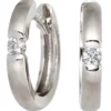 14,5mm Creolen Ohrringe mit Diamanten 0.1Ct W/SI Brillanten 585 Gold Weißgold