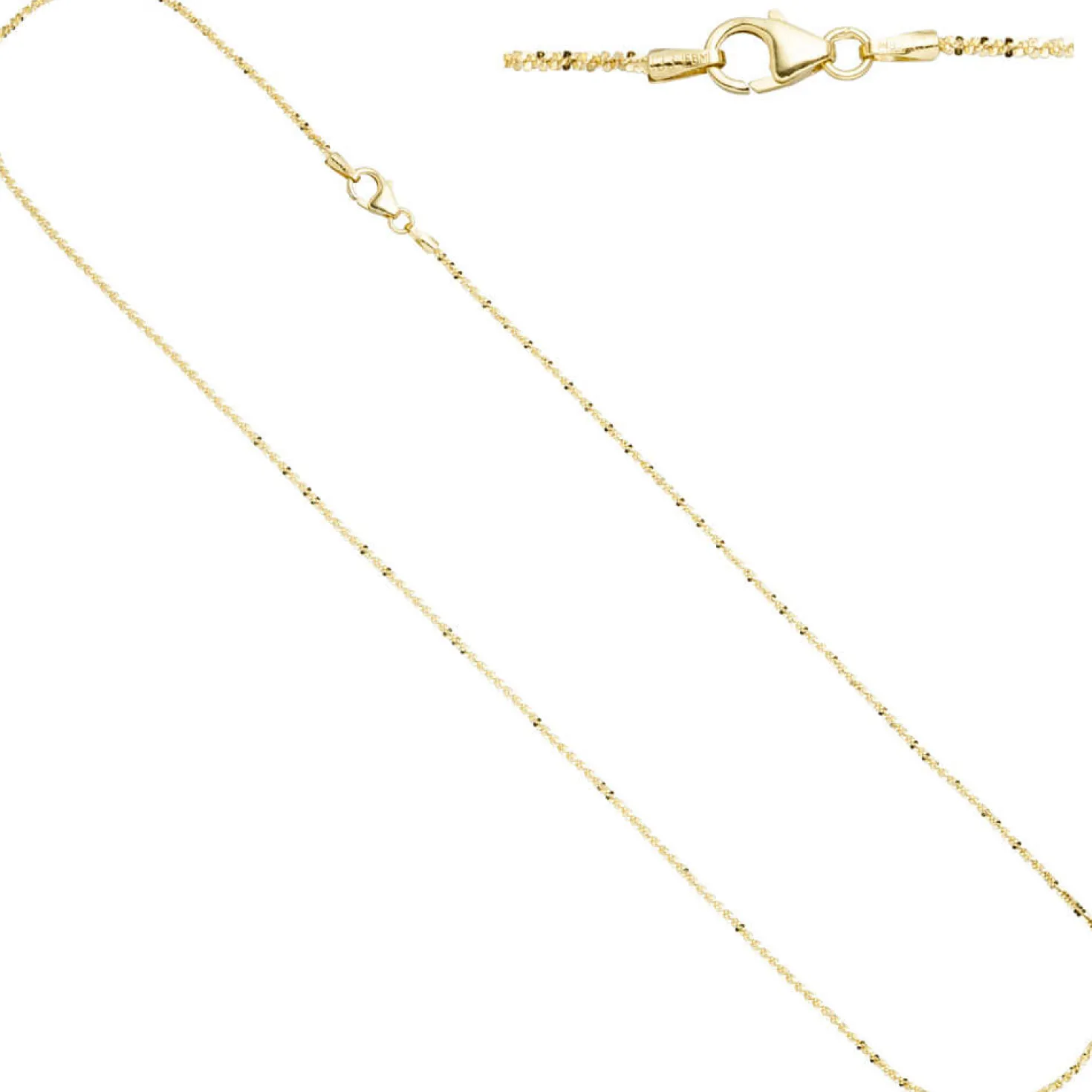 1,3mm Criss-Cross Halskette Collier aus 333 Gold Gelbgold, Goldkette Damen 42cm