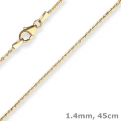1,4mm Criss-cross-Kette Goldkette Collier Halskette aus 333 Gold Gelbgold 45cm