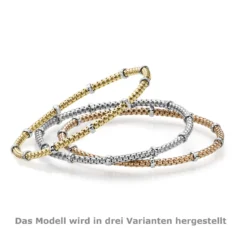 2mm Cubic-Armband mit Rollo elastisch 585 Gold Weißgold stretch flexibel