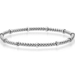 2mm Cubic-Armband mit Rollo elastisch 585 Gold Weißgold stretch flexibel
