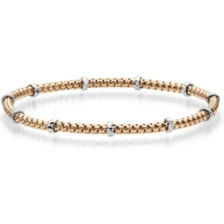 2mm Cubic-Armband mit Rollo elastisch 585 Gold Rotgold Weißgold stretch flexibel