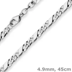 4,9mm Dollarkette Silberkette Collier Halskette aus 925 Silber rhodiniert 45cm