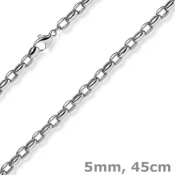 5mm Erbs-Anker oval Kette Halskette Collier aus 585 Gold Weißgold 45cm