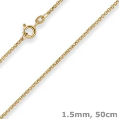 1,5mm Erbskette Goldkette Collier Halskette aus 585 Gold Gelbgold 50cm