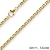 4mm Erbskette Goldkette Collier Halskette aus 585 Gold Gelbgold 55cm