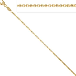 1,5mm Erbskette Halskette Collier aus 585 Gold Gelbgold 40cm