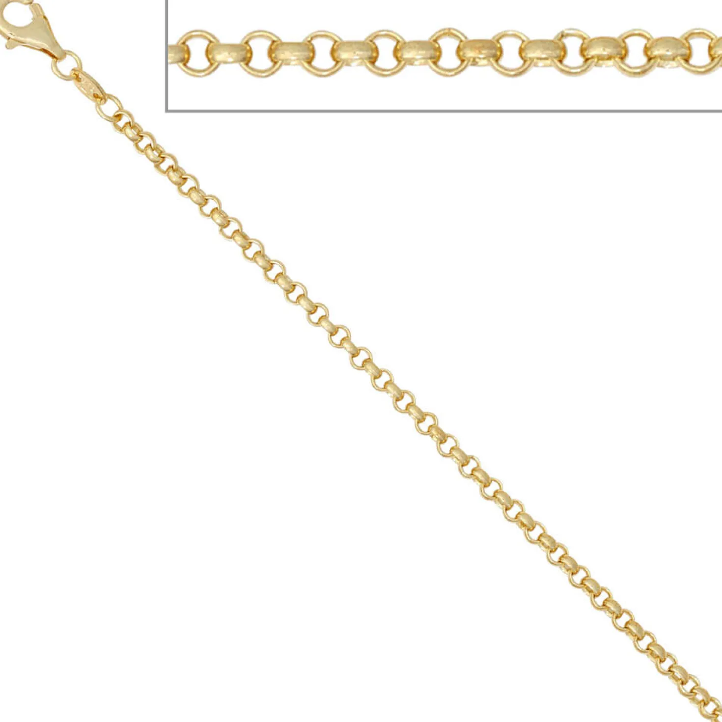 2,5mm Erbskette Kette Collier, 333 Gold Gelbgold, Goldkette, 42 cm
