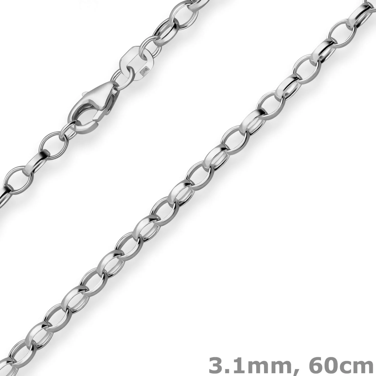 3,1mm Erbskette Silberkette Collier Halskette aus 925 Silber rhodiniert 60cm
