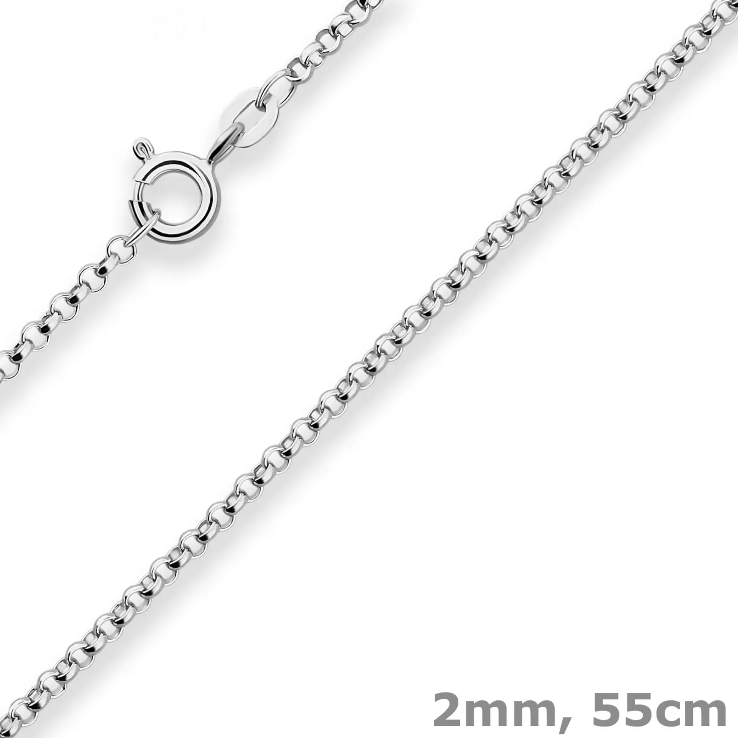 2mm Erbskette Silberkette Collier Halskette aus 925 Silber rhodiniert 55cm