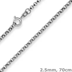 2,5mm Erbskette Silberkette Collier Halskette aus 925 Silber rhodiniert 70cm