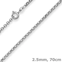 2,5mm Erbskette Silberkette Collier Halskette aus 925 Silber rhodiniert 70cm