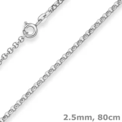 2,5mm Erbskette Silberkette Collier Halskette aus 925 Silber 80cm