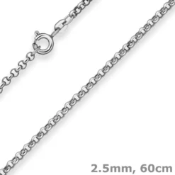 2,5mm Erbskette Silberkette Collier Halskette aus 925 Silber rhodiniert 60cm