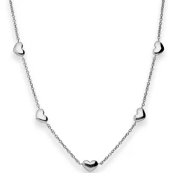 1,6mm Fantasiekette Collier Herzen Halskette aus 925 Silber rhodiniert 45cm