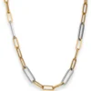 7mm Fantasiekette Collier Paper-Clip Halskette aus 585 Gold gelb/weiß 45cm