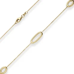 1,3mm Fantasiekette Goldkette Collier Ovale Halskette aus 750 Gold Gelbgold 45cm