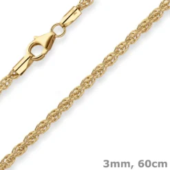 3mm Fantasiekette Goldkette Collier Halskette aus 375 Gold Gelbgold 60cm