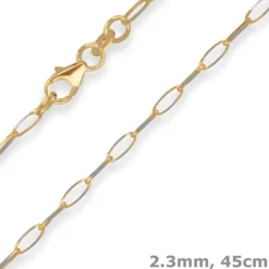 2,3mm Fantasiekette Goldkette Collier Halskette aus 375 Gold gelb/weiß 45cm