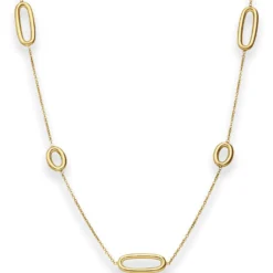 1,3mm Fantasiekette Goldkette Collier Ovale Halskette aus 585 Gold Gelbgold 45cm