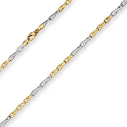 3,7mm Fantasiekette Goldkette Collier Halskette aus 585 Gold gelb/weiß 45cm