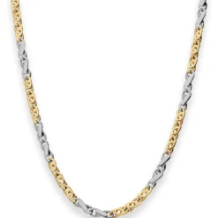3,7mm Fantasiekette Goldkette Collier Halskette aus 585 Gold gelb/weiß 50cm