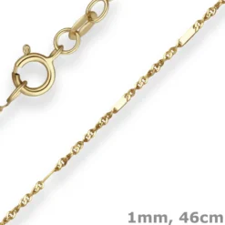 1mm Fantasiekette Goldkette Collier Halskette aus 585 Gold Gelbgold 46cm