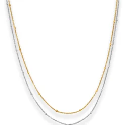 1,4mm Fantasiekette Goldkette Collier Halskette aus 375 Gold gelb/weiß 42cm