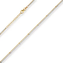1,4mm Fantasiekette Goldkette Collier Halskette aus 375 Gold gelb/weiß 42cm