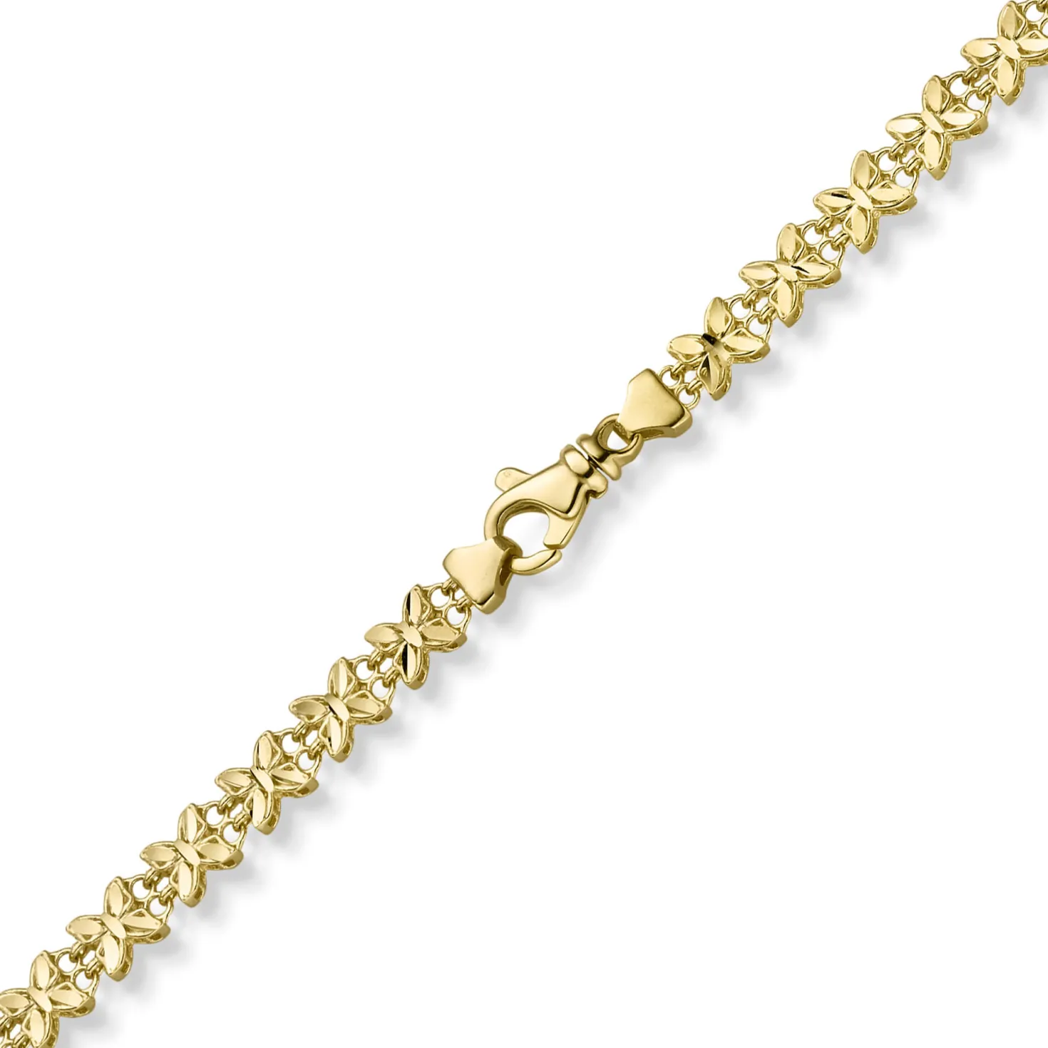 5mm Fantasie Kette Halskette Collier Schmetterlinge aus 585 Gold Gelbgold 50cm