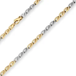 6,2mm Fantasiekette Kette Collier aus 585 Gold gelb/weiß matt-glänzend 45cm