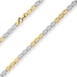 6,2mm Fantasiekette Kette Collier aus 585 Gold gelb/weiß matt-glänzend 45cm