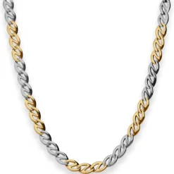 6,2mm Fantasiekette Kette Collier aus 585 Gold gelb/weiß matt-glänzend 45cm