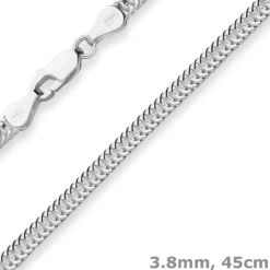 3,8mm Fantasiekette Silberkette Collier Halskette aus 925 Silber 45cm